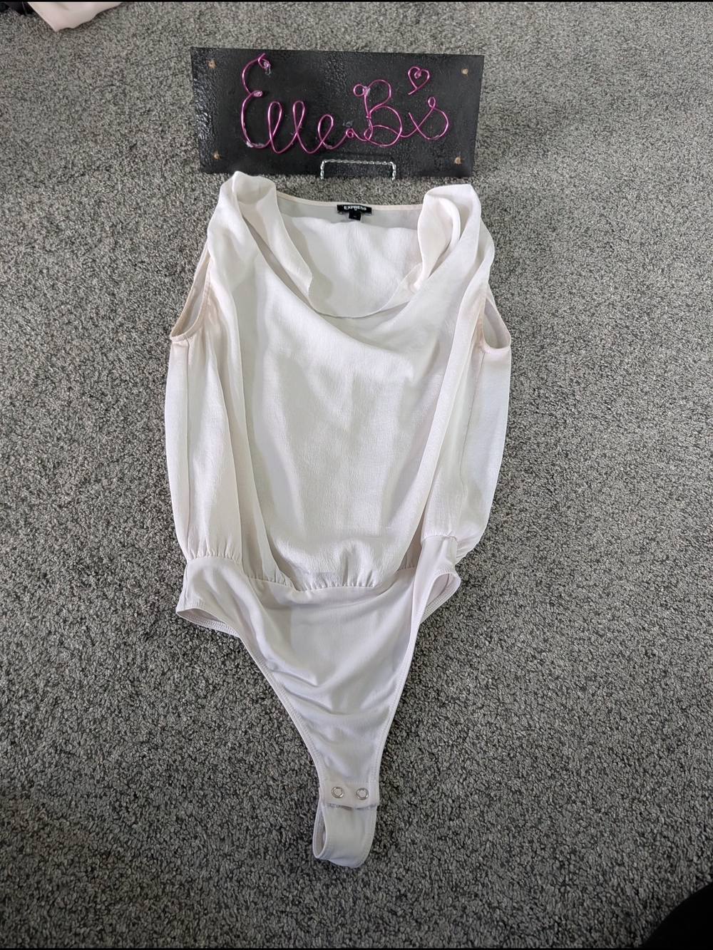 UC Express WhITE Cowl Neck Bodysuit XS